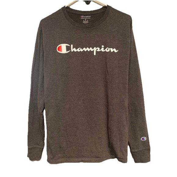 Champion Men's Classic Long-Sleeve T-Shirt with Script Logo - Picture 1 of 5